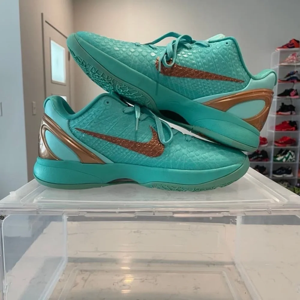 Nike Men’s Teal Basketball Sneakers with Metallic Copper Swoosh